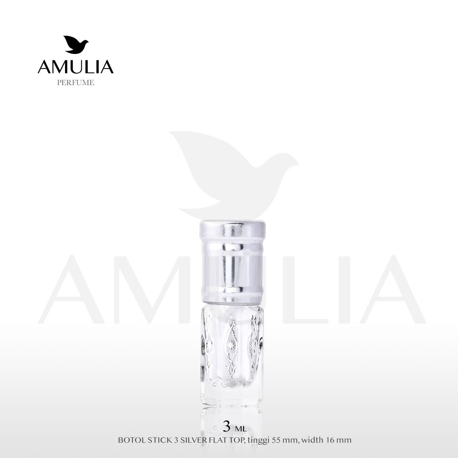 botol stick 3ml silver flat top