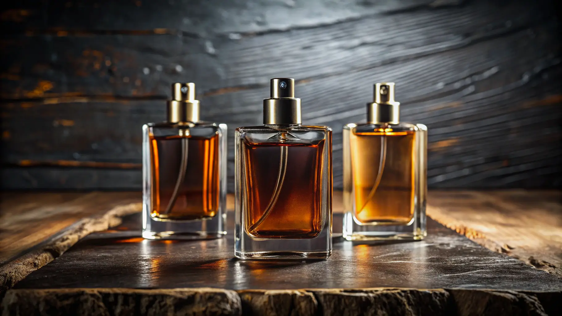 Tiga botol parfum pria sebagai inspirasi mix parfum.