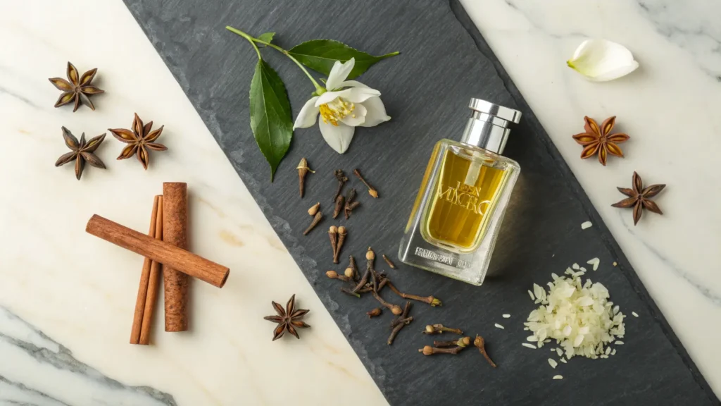 Parfum dengan aroma hangat dan sensual untuk malam hari.