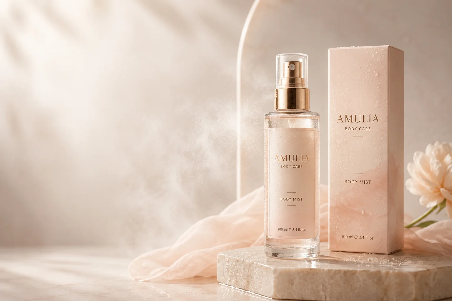 Botol spray dan kemasan body mist untuk layanan maklon Amulia